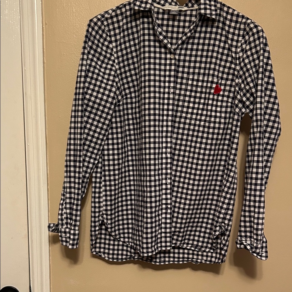 Old Navy Black and White Checkered Women's Button Down Shirt